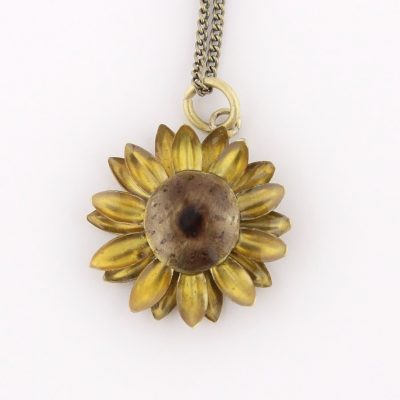 Brass jewelry - sunflower pendant