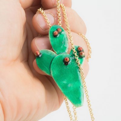 Brass jewelry - prickly pears pendant